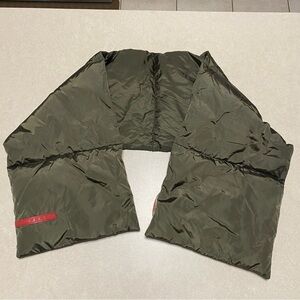 Prada Sport Scarf OS Olive Green Nylon Down Magnetic Puffer Scarf